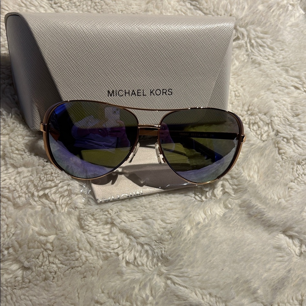 Michael Kors Aviator Sunglasses with Purple Lenses